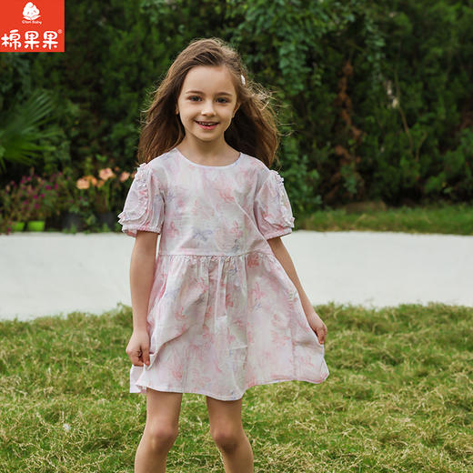 棉果果夏季商场专柜同款女童泡泡袖连衣裙M222701225325 商品图0