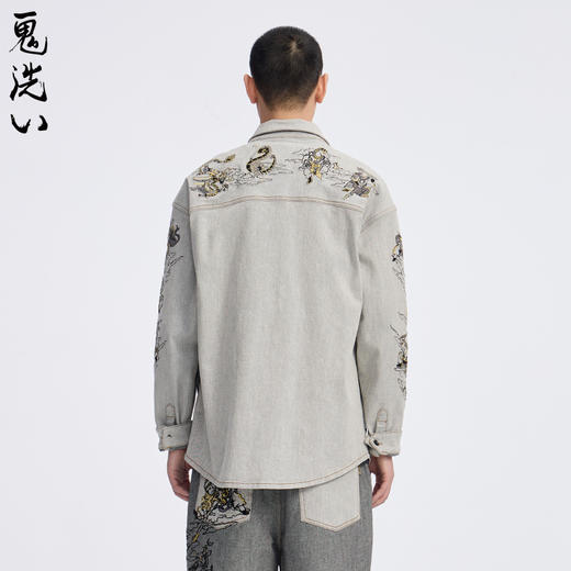 ONIARAI/鬼洗25春夏新品泥棒蓝十二神绣花牛仔男式衬衫 N140029 商品图2