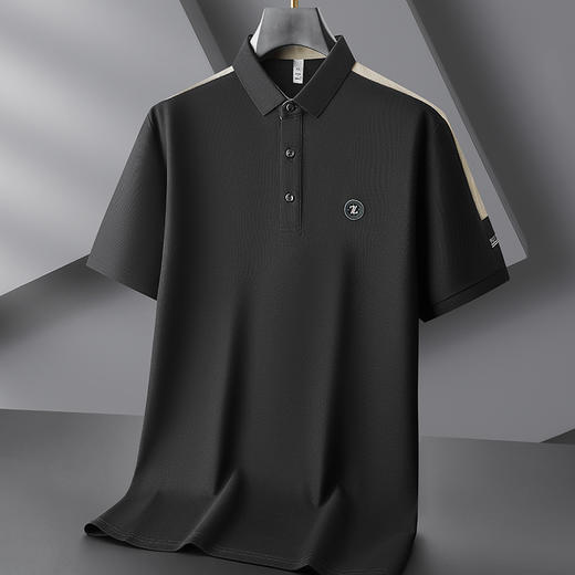【冰丝】【DDP】大依优型大码拼接短袖POLO衫弹力翻领商务休闲透气半袖夏季上衣 商品图6