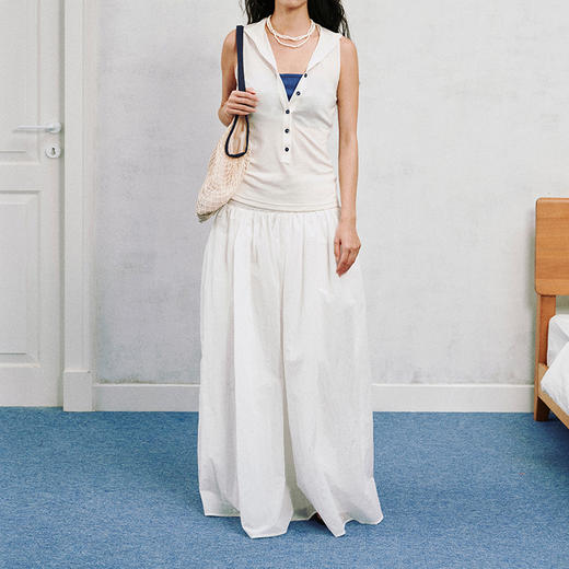 NUTH V领亲肤撞色抹胸可拆卸假两件薄款背心 花灰拼红色/白拼蓝色 商品图2