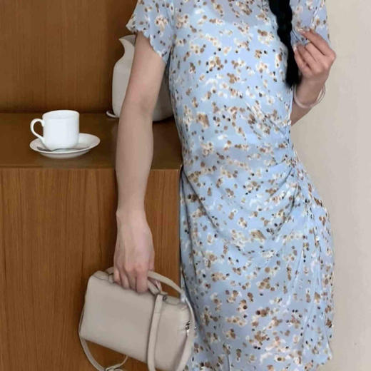 顺丰包邮洛诗琳20107气质新中式连衣裙2025新款真丝印花裙子0999 商品图2