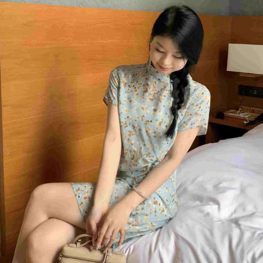 顺丰包邮洛诗琳20107气质新中式连衣裙2025新款真丝印花裙子0999 商品图1