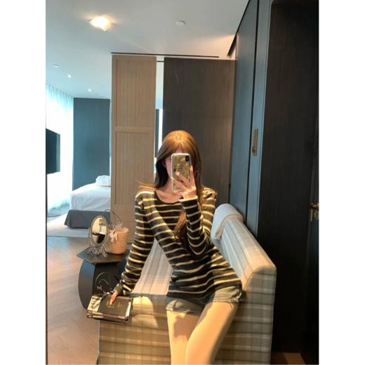 <曾小咸推荐> 磨毛撞色毛条纹长袖T  商品图2