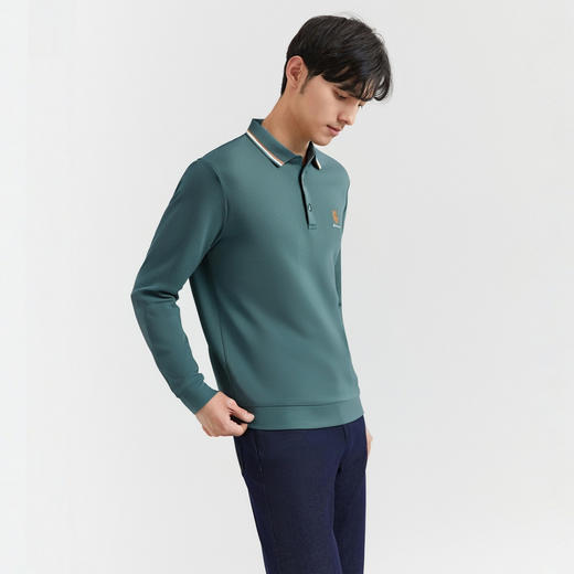 圣得西长袖T恤男2025年秋季新款商务休闲翻领时尚印花polo衫男士 商品图2