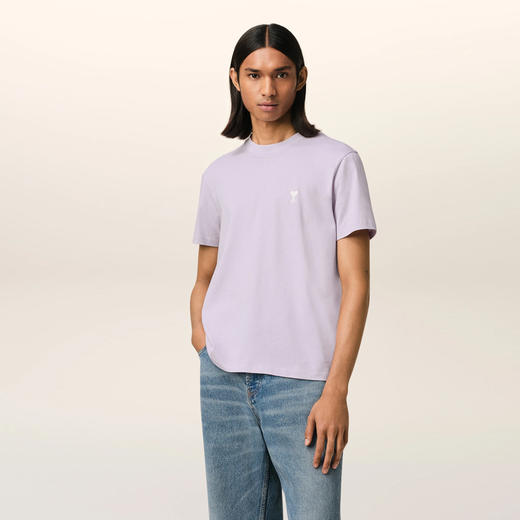 AMI 男士心形徽标刺绣棉质圆领短袖T恤 浅紫色 HTS060 724 504 商品图1