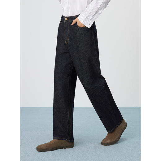 【不易褪色】GXG男装 黑色直筒牛仔裤阔腿裤通勤裤 2025春季热卖 商品图3