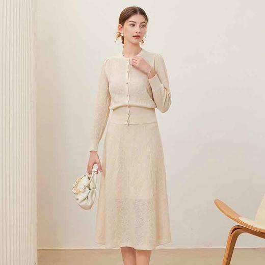 【自】全新升级【铂金会员441/天猫599/差价158】(99416) 洛诗琳2025春夏新款百搭减龄薄款针织开衫中长款半裙两件套 商品图3