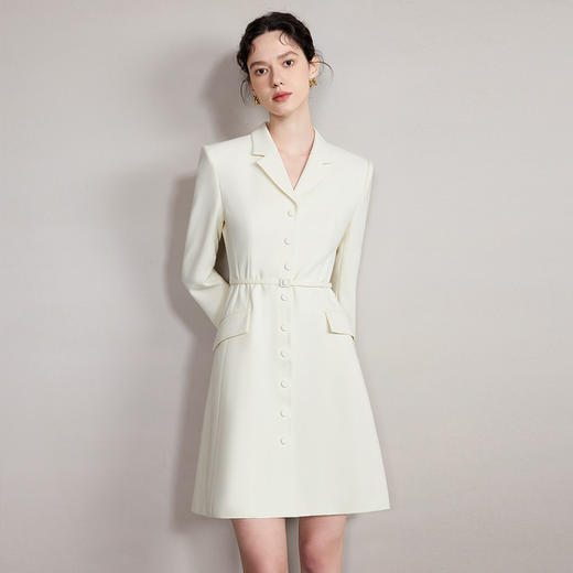 IWY/气质米色连衣裙轻奢高级感单排扣西服裙春秋中长款时尚通勤职场女装Q1260 商品图2