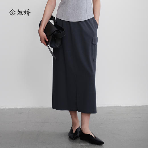 【商场同款】CNS5392 “工装裙” 石墨灰色松紧腰半裙 商品图6