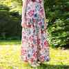 绽放旅行女装118朵/苎麻印花全腰松紧内加抽绳复古风透气阔腿裙裤 商品缩略图0