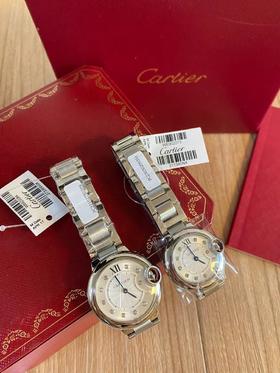 CARTIER卡地亚蓝气球系列石英机芯30米防水女表瑞表28mm银色表盘精钢表壳精钢表带（WG）