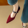 【预售5天】复古磨砂真皮一字带V口玛丽珍女鞋春秋新款尖头高跟浅口单鞋DB&M6218 商品缩略图1