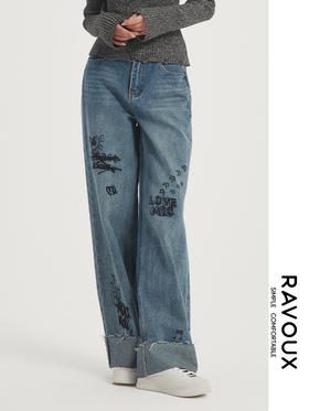 271199911涂鸦绣花牛仔裤