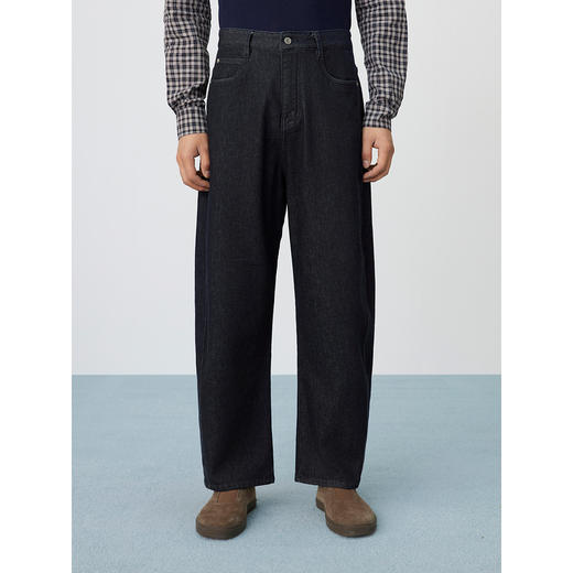 【不易褪色】GXG男装 深蓝牛仔裤通勤弯刀裤男长裤 2025春季热卖 商品图3