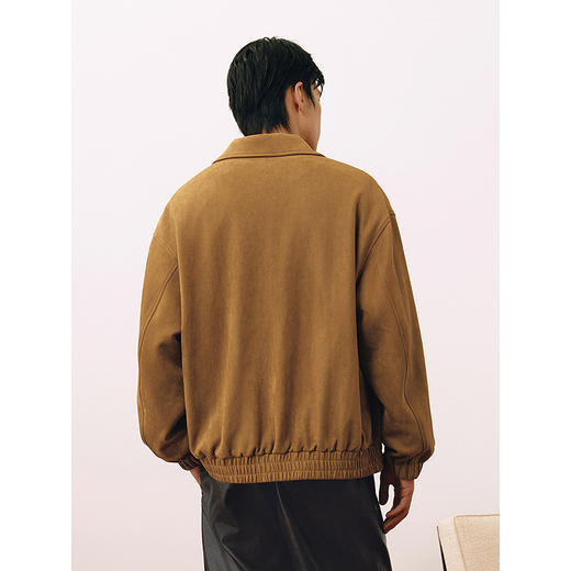 GXG男装 仿麂皮简约教练时尚绣花翻领宽松夹克外套 25年春热卖 商品图3