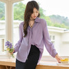 西遇宽松轻职场衬衫女新款法式紫色上衣慵懒风翻领外套D0050461 商品缩略图2