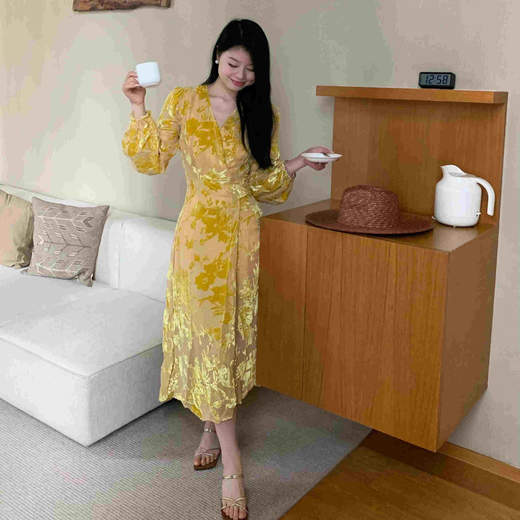 顺丰包邮洛诗琳20330春季新款重磅真丝混纺一片式裹身连衣裙10110 商品图1