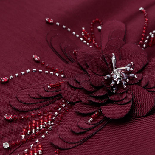 QF807斯尔丽2025新款宴会礼服手工立体刺绣高端大气喜妈妈修身连衣裙 商品图5