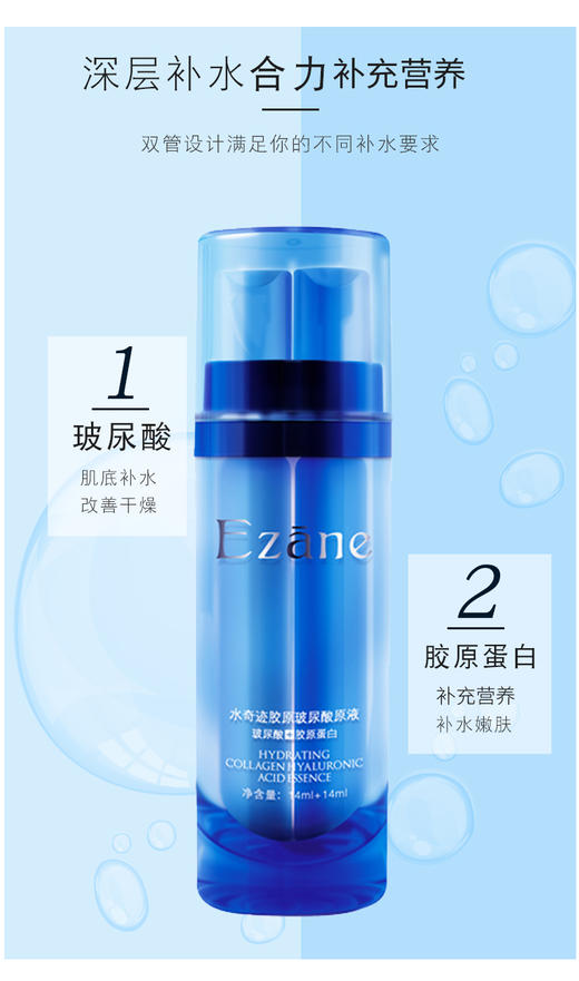 伊真 胶原润活玻尿酸原液14ml+14ml 补水保湿 精华液 肌底液 商品图0