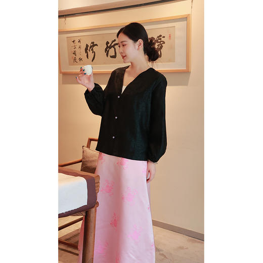 【抖音专属】新中式衬衣（25710089暗龙紫高定款） 商品图1