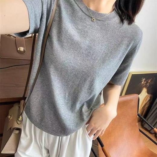 2025简约风基础纯色后中缝圆领显瘦短袖针织衫打底衫T恤女款！ 商品图4