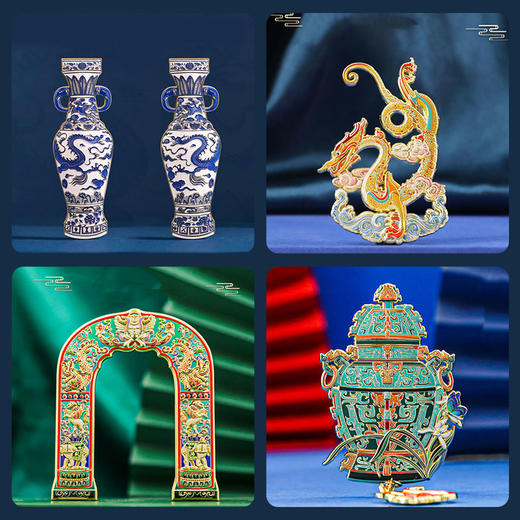 中国古代文物系列金属冰箱贴皿方罍磁力金属浮雕中国风 商品图0
