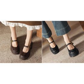 手工女鞋英伦风高跟玛丽珍鞋2025新款真皮复古厚底单鞋7.5CM