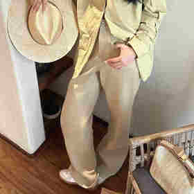 顺丰包邮洛诗琳15502春夏新款设计感双口袋直筒微喇牛仔裤女58284