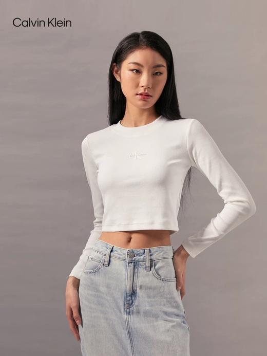 点此购买 CK jeans春秋季女士字母徽标正肩辣妹打底衫 bk 311163 商品图5