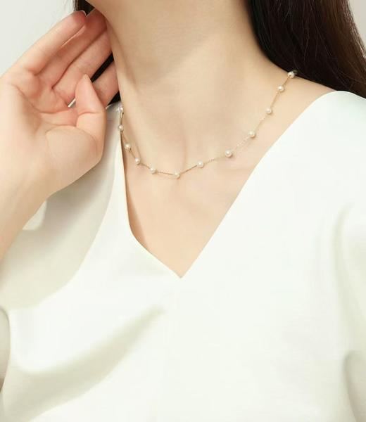 【三八女王节】天然淡水珍珠项链 满天星项链 正圆 小米珠 925银 4mm现货 商品图0