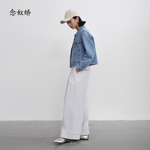 【商场同款】CNT5387 “静奢西裤” 冰川灰 后腰松紧阔腿裤 商品图9