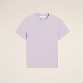 AMI 男士心形徽标刺绣棉质圆领短袖T恤 浅紫色 HTS060 724 504
