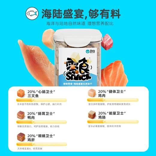 卫仕宠物冻干桶狗狗猫咪幼成猫犬营养三文鱼鸡肉粒冻干猫零食 商品图1