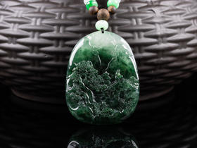 XY0062原创沉香+翡翠蓝底山水牌