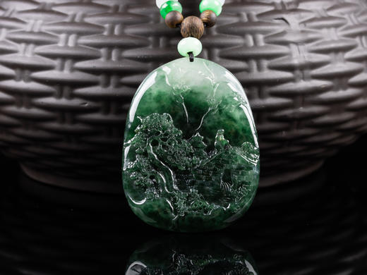 XY0062原创沉香+翡翠蓝底山水牌 商品图0