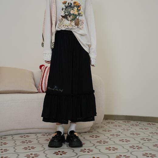 月光手札 2025新款复古刺绣碎花荷叶边高腰半身裙S25CKB508 商品图3