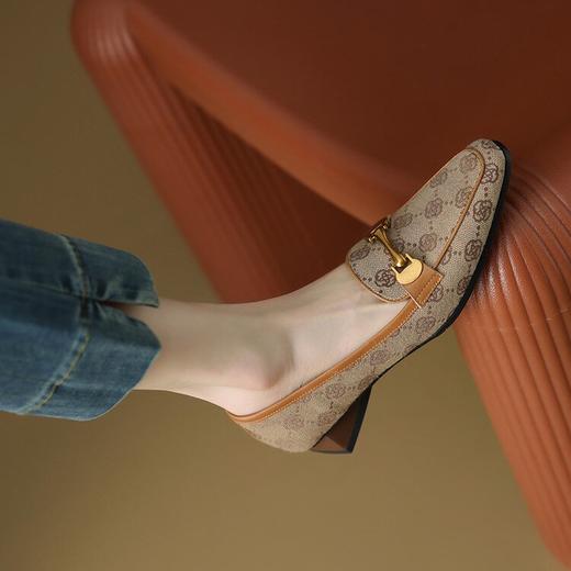 【预售5天】韩版小香风拼色女鞋，牛皮织物复古平底乐福鞋HYT&F-7201 商品图4