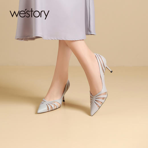 westory春秋新款时尚优雅单鞋方扣水钻气质百搭平底鞋女S24CE75051 商品图3