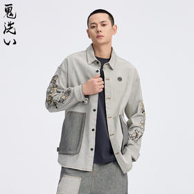 ONIARAI/鬼洗25春夏新品泥棒蓝十二神绣花牛仔男式衬衫 N140029