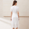 EITIE爱特爱温柔白色V领显瘦垂坠荷叶边显瘦连衣裙2025夏季新款B2507602 商品缩略图4