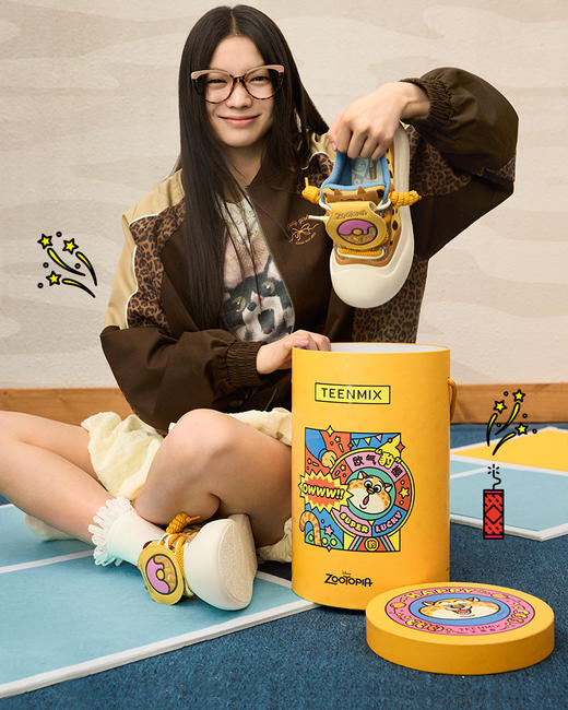 TEENMIX天美意 疯狂动物城联名 豹豹团子丑萌鞋女大头鞋运动板鞋2025春新款 商品图2