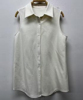214 GD立领排扣无袖打底小衫40101（白）314214032105