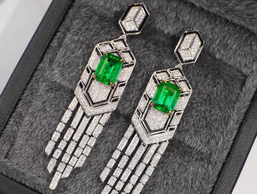 2.88ct刻面祖母绿耳坠 商品图0