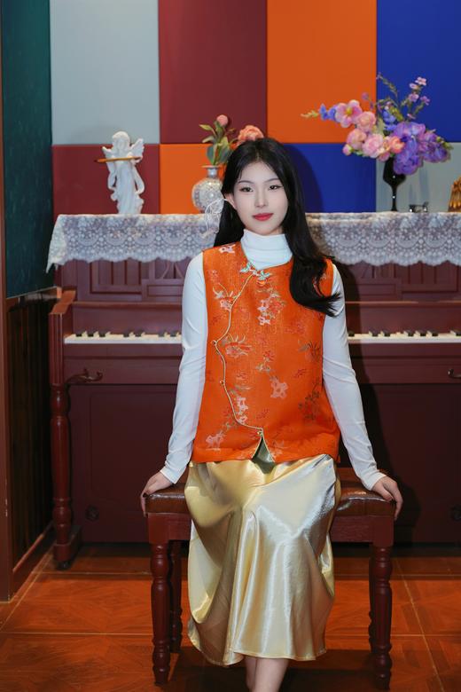 【岱赭】非遗宋锦|织锦缎马甲新中式人丝人棉国风牡丹提花唐装坎肩马甲 商品图1