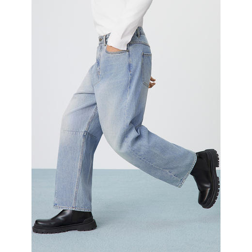 GXG男装 锥形宽松牛仔裤男士潮流弯刀裤通勤休闲裤 2025春季热卖 商品图4