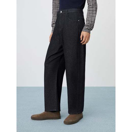 【不易褪色】GXG男装 深蓝牛仔裤通勤弯刀裤男长裤 2025春季热卖 商品图2