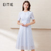 EITIE爱特爱浅蓝色丝绒绣花重工蕾丝收腰显瘦连衣裙2025夏季新款B2507630 商品缩略图0