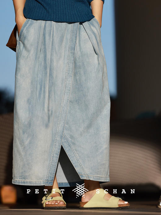 PETIT SCHAN小闪 CLO#742 Denim garden 丹宁花园  纯棉叠褶花苞牛仔裙法式松弛高级感半身裙 商品图0