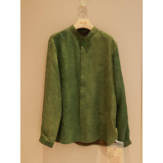 【抖音专属】新中式男衬衣（25710902-松绿-奢定款） 商品图1