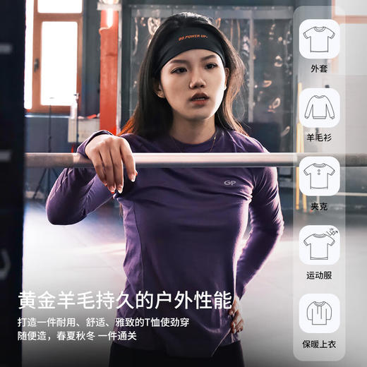 灰壳GP100%美利奴羊毛17.5微米速干长袖（女款） 商品图1
